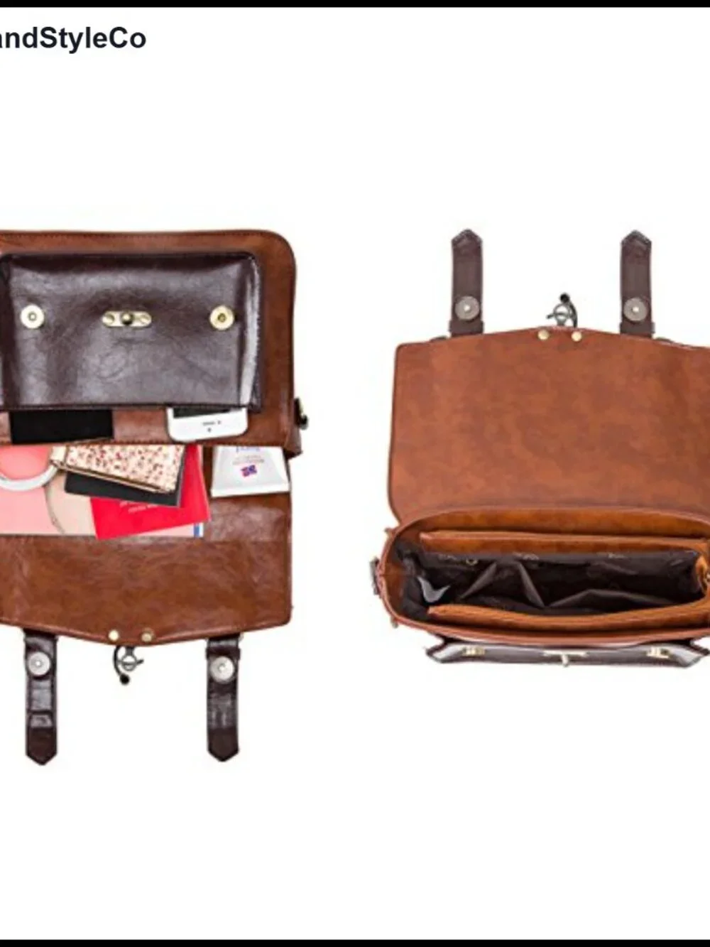 ECOSUSI Women PU Leather Satchel Purse Vintage College Crossbody Messenger Bag